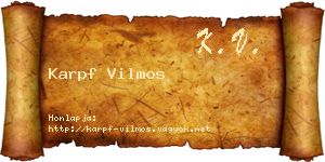 Karpf Vilmos névjegykártya
